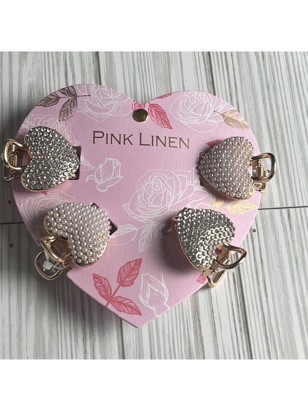 PINK LINEN Women's  Variety Pack  Classic Pearl Embellishment Hair Clips Accesso